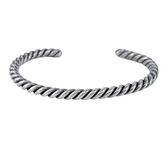 Southwest Twisted Wire Cuff Bracelet | Vintage Sterling Silver 925 | 6.5" - Picture 3 of 10